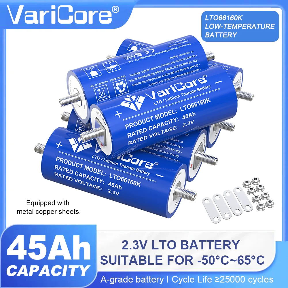 12 Stück 2,3V 45Ah Lithium-Titanat-Batterie LTO 66160K 25000 Zyklen Tiefentladung Wiederaufladbar für Solar, Wohnmobil, Camper, Marine, Boot, USV-Backup-Stromversorgungssystem