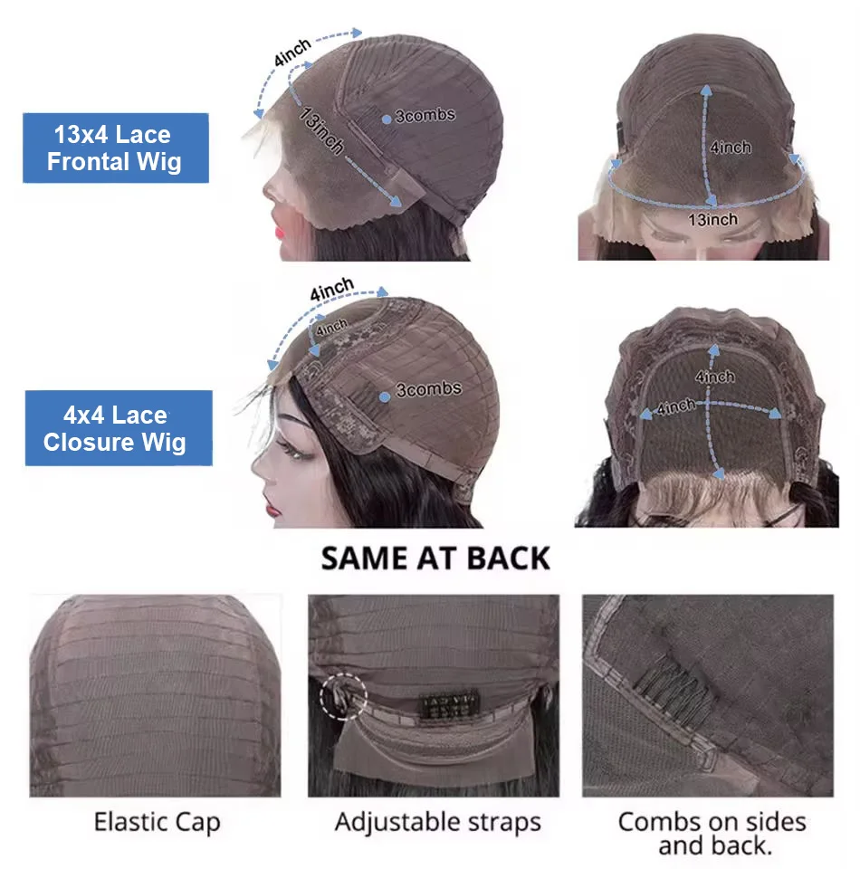 اللون الطبيعي 200% الكثافة 13x4 موجة عميقة الدانتيل الباروكة الأمامية خصلات الشعر المستعار الإنسان الشفاف ريمي الشعر البشري قصير بوب شعر مستعار للنساء