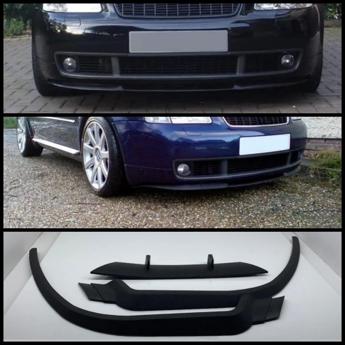 For Audi A3 S3 8L S-Line CUPRA R Front Bumper Lip Universal 3PCs Diffuser Black Bumper Lip Spoiler Body Kit Tuning Protector