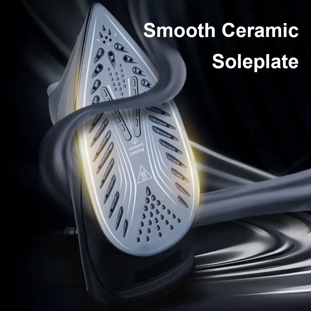 مكواة بخار منزلية بريطانية مكواة معلقة باليد باللون الأسود بقدرة 2200 وات مكواة بخار قوية للسفر للاستخدام المنزلي أثناء السفر