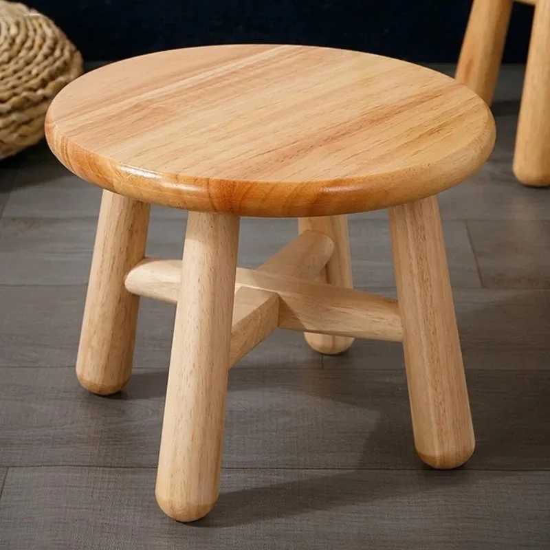 Solid Wood Small Stool Log Simple Low Stool Children’s Small Wooden Stool Home Small Bench Shoe Stool Coffee Table Round Stool