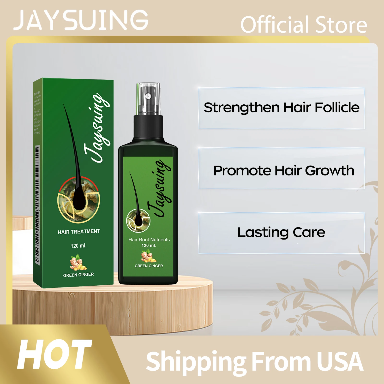 

Ginger Hair Growth Spray Strengthen Hair Promote Growth Reduce Loss Repair Dry Scalp Improve Split Ends Lasting Care Hair Spray