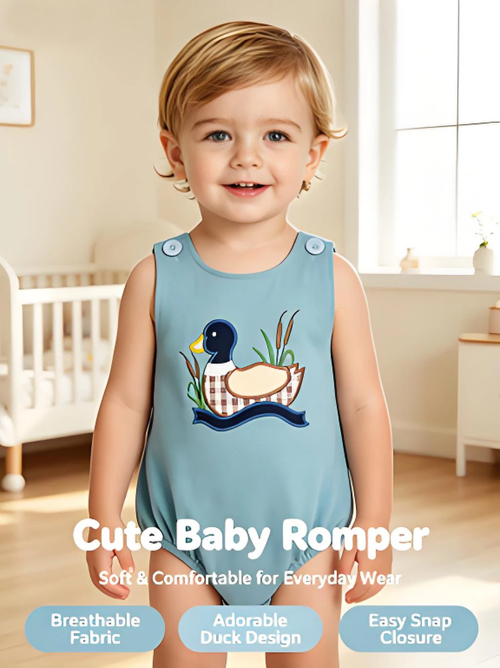 Sleeveless Duck Baby Boy Romper Comfortable Unisex Summer Outfit Soft Material Baby Clothing Accessory