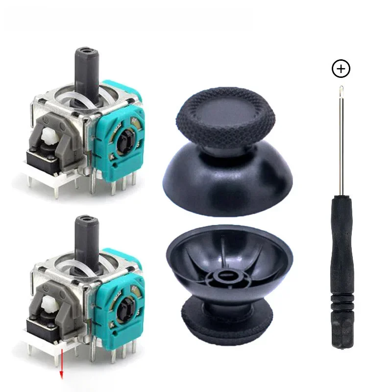 1set = 2 stücke 3d joystick einstellbarer widerstand 2 k3Ω + 2 stücke daumen stick kappe + 1pc schrauben dreher für ps5 controller reparatur kit für ps 5