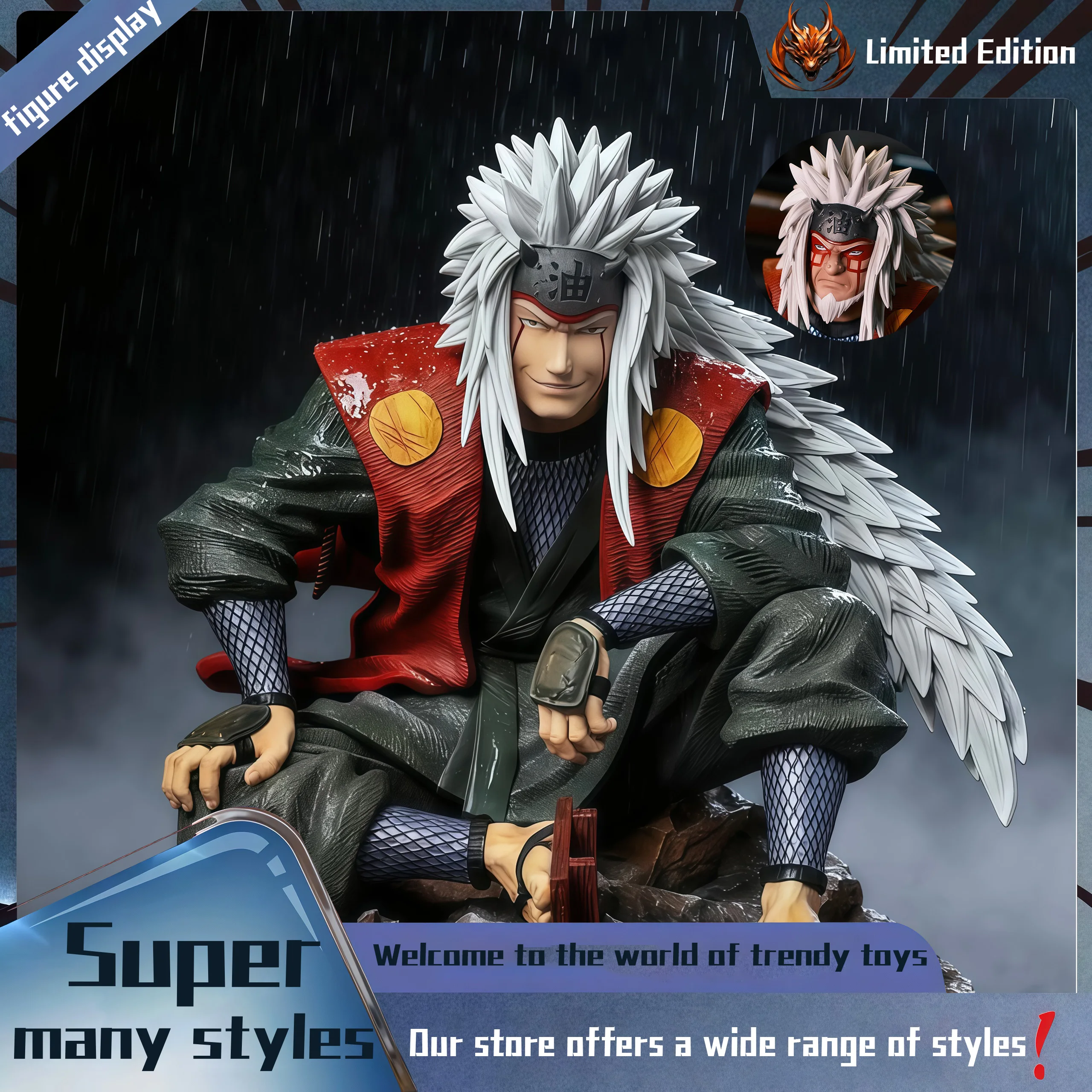 

Jiraiya Peripheral figurine model table decoration, birthday gift, trendy toy scene decoration, car decoration