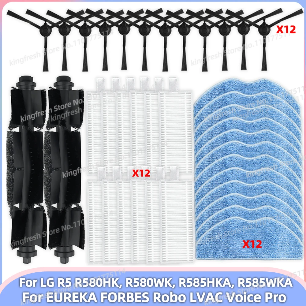 Adatto per EUREKA FORBES Robo LVAC Voice Pro, LG R5 R580HK / R580WK / R585HKA / R585WKA Parti Rullo principale Spazzola laterale Filtro Hepa Panno