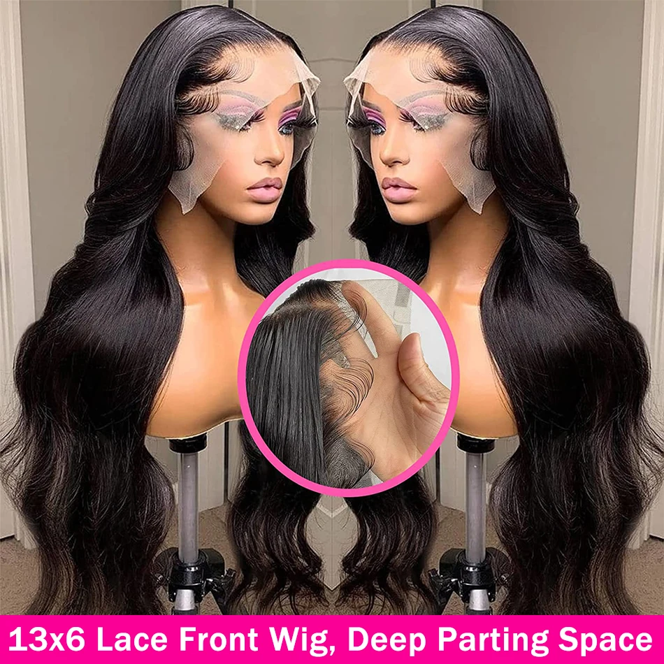 

13x6 Lace Front Human Hair Wig Pre Plucked With Baby Hair Body Wave Lace Closure Human Hair Wigs 180% Density Bleached Knots