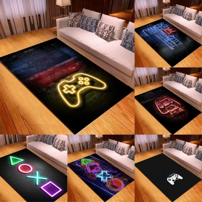 Tapis symbole de manette de jeu pour salles de jeu, chambre à coucher, décor de salon, tapis antidérapants, lavable en Machine, tapis de sol