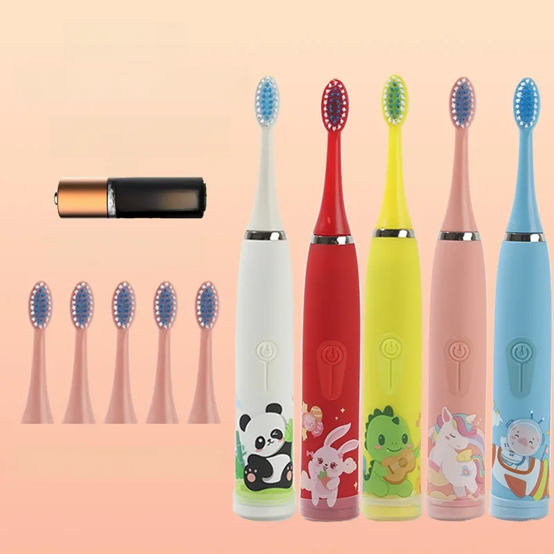 Children's Electric Toothbrush Cartoon Kids With Replacement Head Ultrasonic  IPX7 Waterproof Rechargeable Sonic Toothbrush