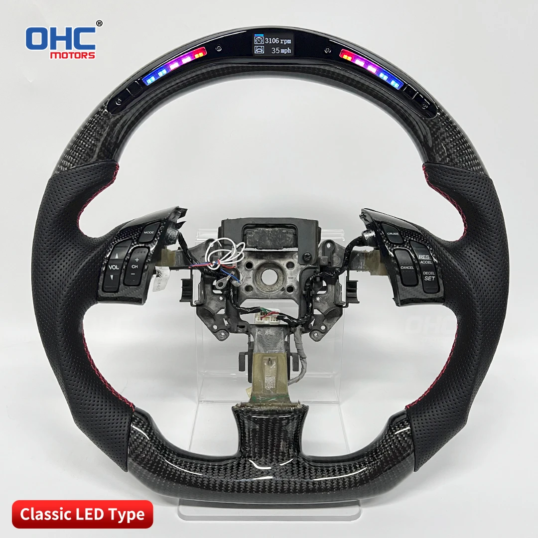 Real Carbon Fiber LED Display Steering Wheel Compatible for Acura