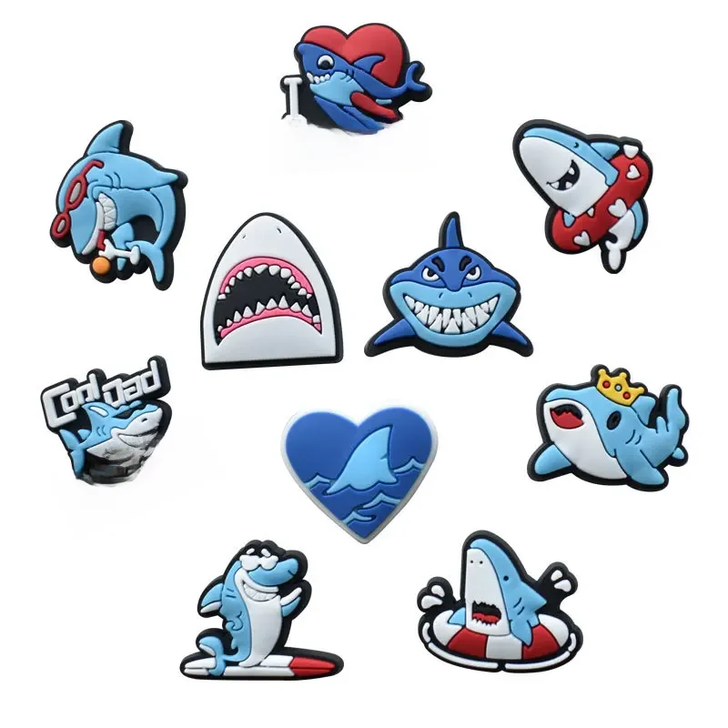 Breloques de chaussures requins, épingle pour sabots, toboggans à bulles, accessoires de décoration de chaussures, bricolage, cadeau de fête