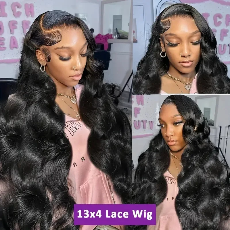 Alimice Pre Plucked 13x4 Body Wave Wig Lace Front Wigs For Women Human Hair image 2
