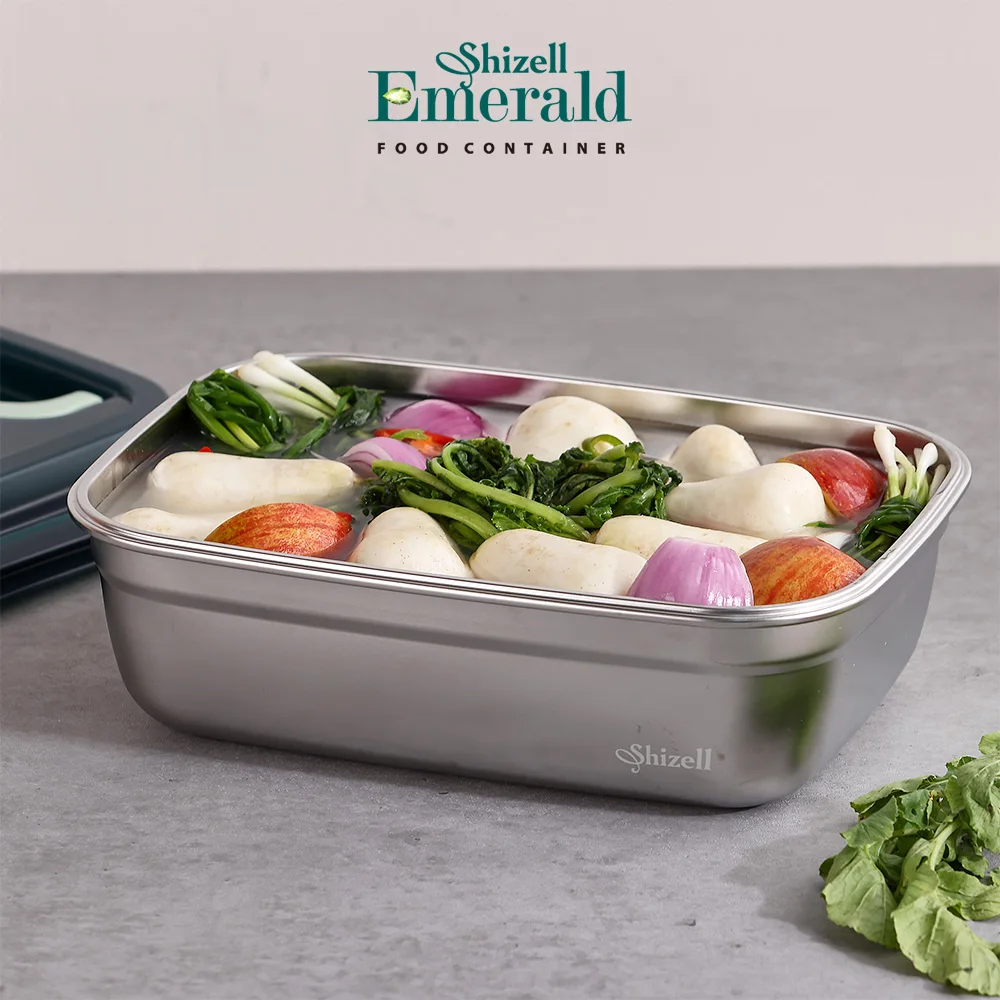 Shizell Emerald Jumbo Food Container 5.5L - Large Capacity Side Dish Container, Kimchi Container, Lunchbox, Refrigerator Storage, Food Storage, Airtight Container