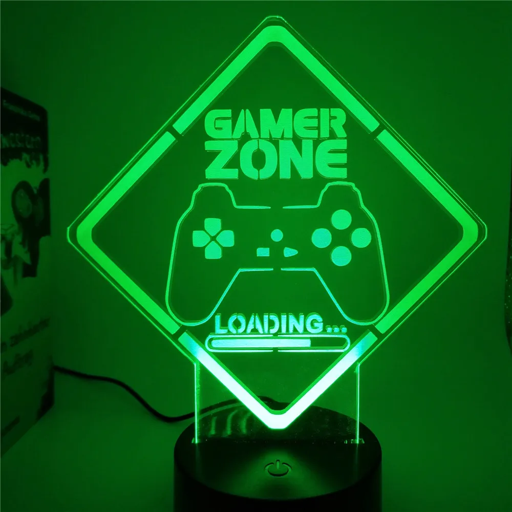 LED USB Night Light GAMER ZONE Gamepad 3D RGB Neon Lamp for Game Room Computer Table Desk Setup Kids Child Bedside Decor