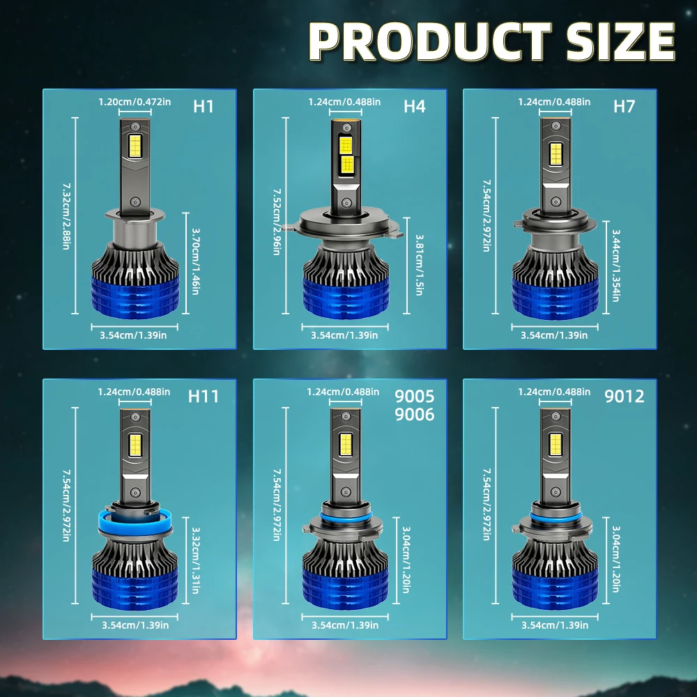 Lampu Depan LED 150W 20000LM H4 H7 6000K Putih Lampu Depan H1 H11 LED 9005 HB3 9006 HB4 Bohlam Lampu Mobil Dengan tabung tembaga ganda