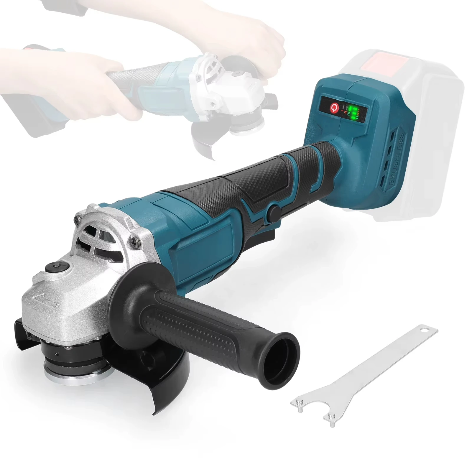amoladora angular electrica inalambrica de 125 mm herramienta manual para cortar desbastar y pulir con mango auxiliar para metal baldosas y tuberias de pvc