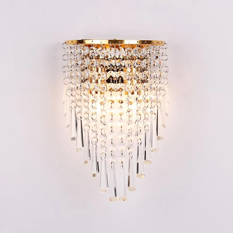 Cristal criativo Lâmpadas de parede LED, iluminação luminosa moderna, arandela do quarto, corredores, decoração de casa, cromo dourado, ac 85-265v, e14