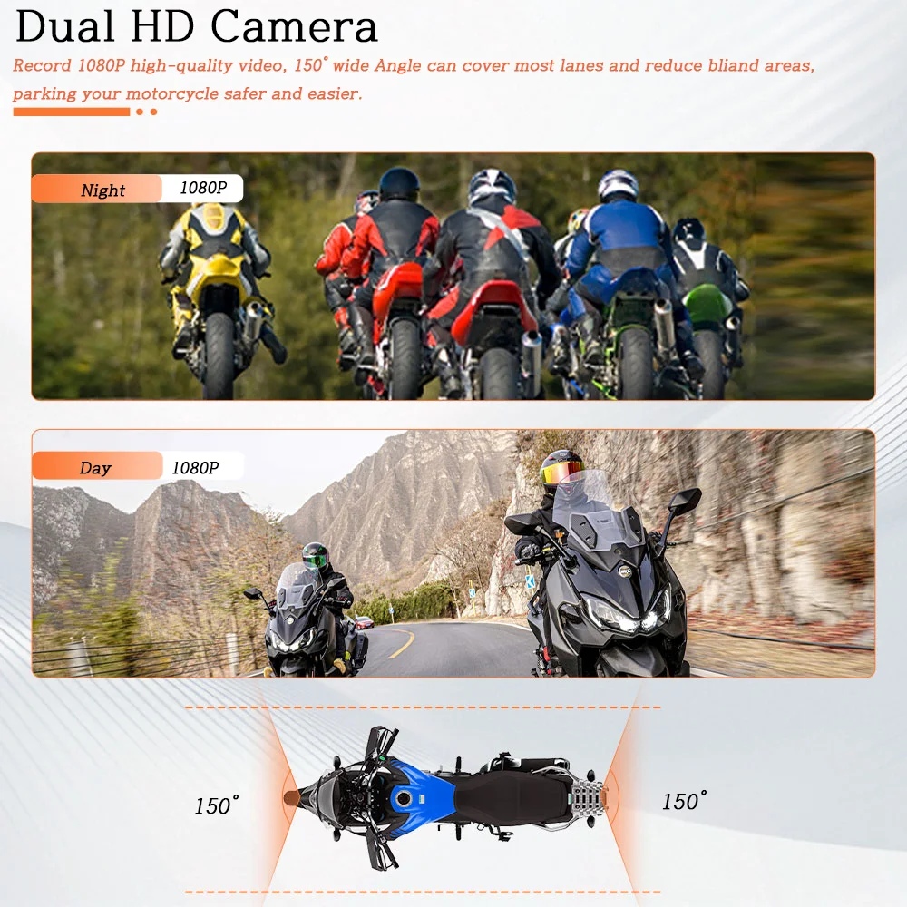 VSYSTO دراجة نارية داش كام Q3L مع كامل HD 150 ° كاميرا سوني 307 عالية الجودة 1080 بكسل تدعم 5 جيجا هرتز WIFI وضع ركن السيارة وتتبع GPS #2