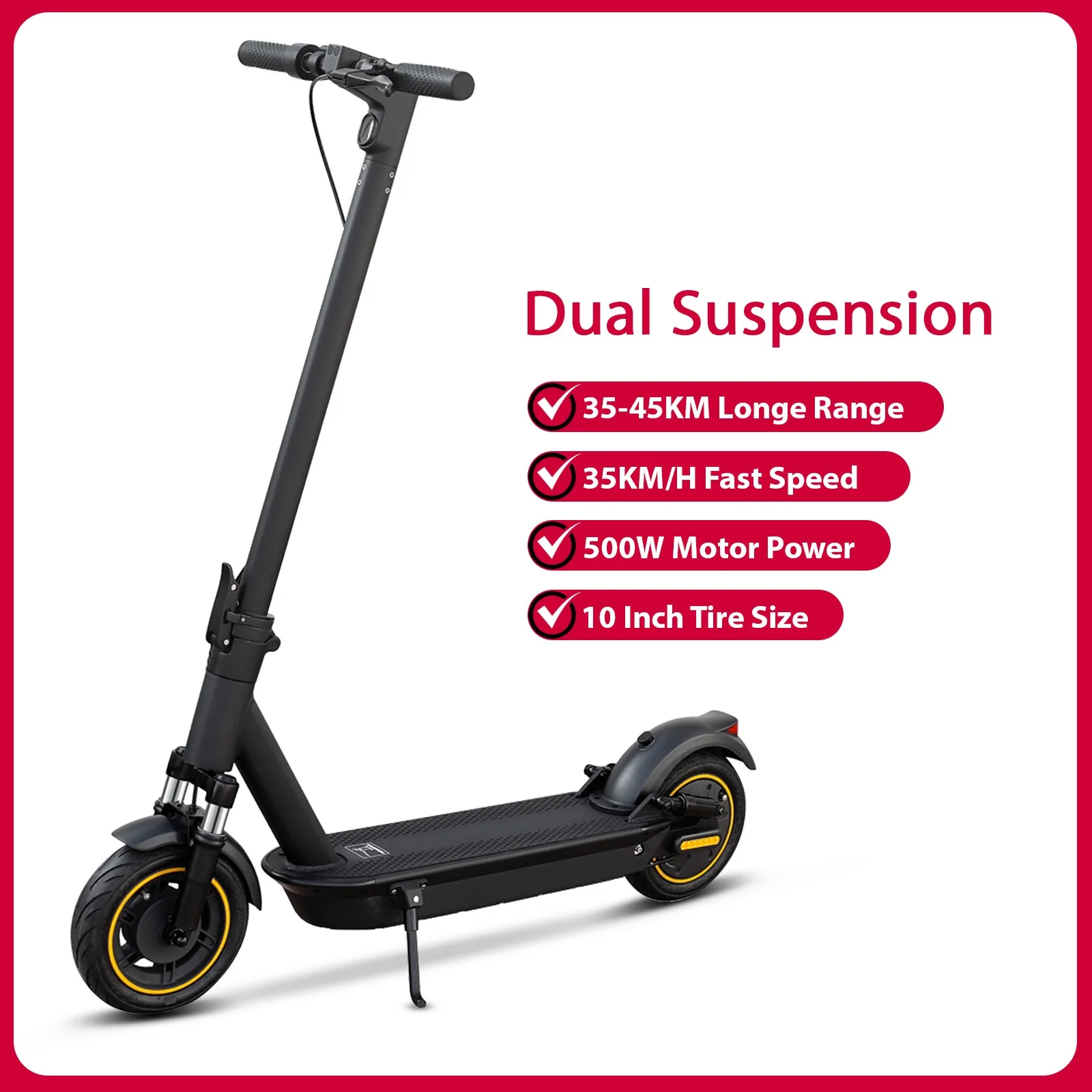 High Super Motor Elektrische Scooter met Dubbele Vering Top Ride 10 Inch Explosiebestendige Band Smart APP Opvouwbare Scooter Elektrisch