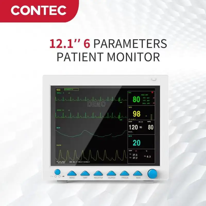 CONTEC CMS8000 Multi-Parameter Patient Monitor 12.1‘’ ICU CCU SPO2 Heart Rate Monitor RESP TEMP ECG PR (Printer, ETCO2 Choose）