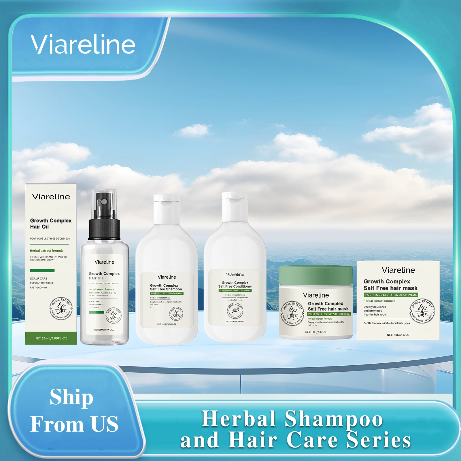 

Viareline Herbal Hair Care Shampoo Conditioner Series Improve Frizz Dryness Nourish Scalp Massage Oil Control Herbal Hair Care