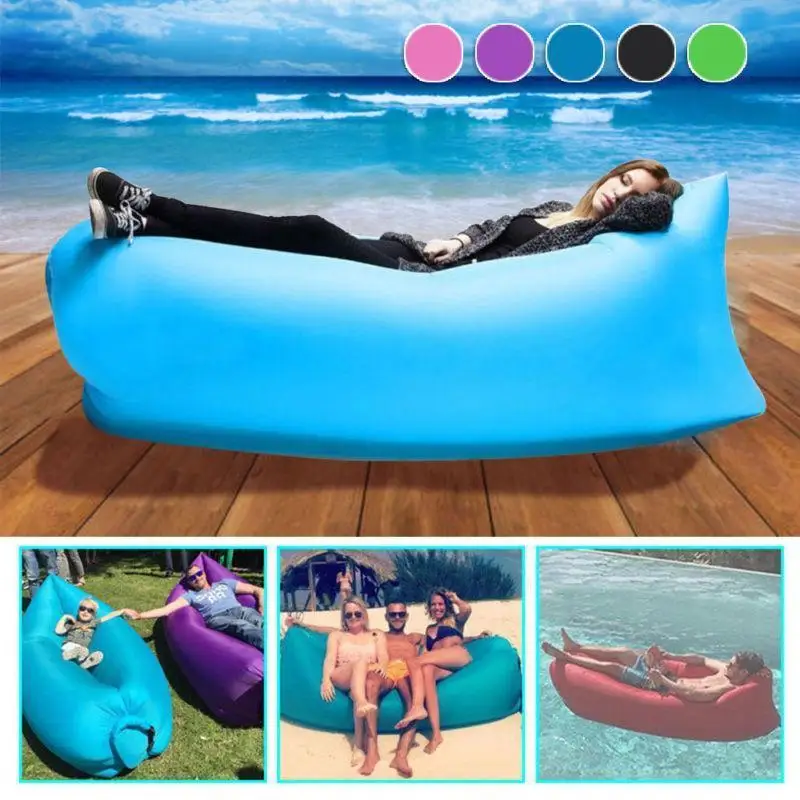 Lazy Person Ultra Light Sleeping Bag Air Cushion Bed Inflatable Sofa Garden Sleeping Bag Bed Oxford Cloth Camping Home Seaside