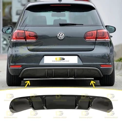 V.W Golf MK6 2008 - 2012 Rieger Style Rear Diffuser Splitter Lip Without Exhaust Outputs Piano Gloss Black Plastic R GTI Kit