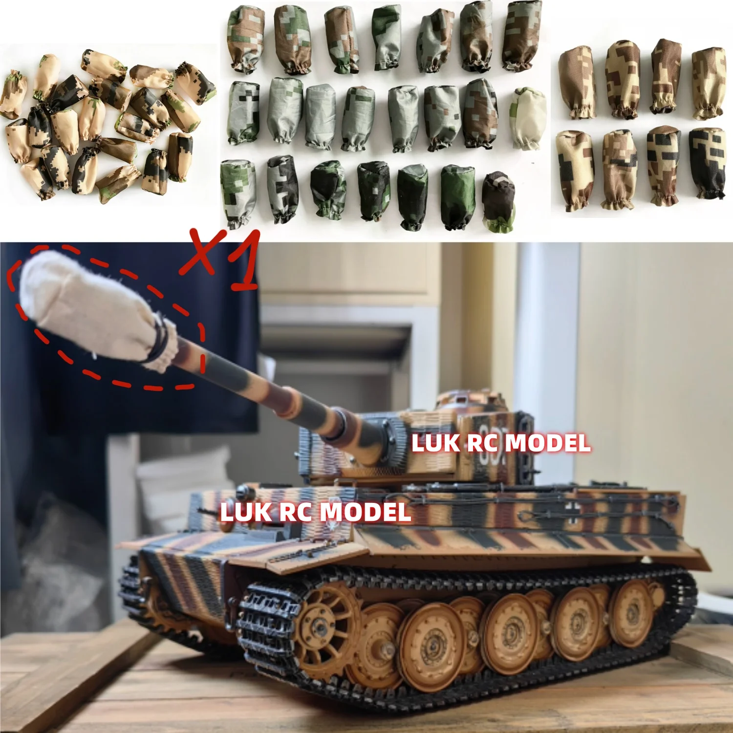 Barrel Dust Cover Accessories 1/16 HL Sand Table Protective Cover Protective Cover DIY Upgrade Parts T90 M1A2 Leopard2A6 Tiger I