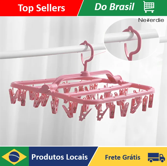 Varal Calcinha Meia Cueca Peça Intima com 32 Prendedores Reforçado Envio Imediato - Neverdie Store