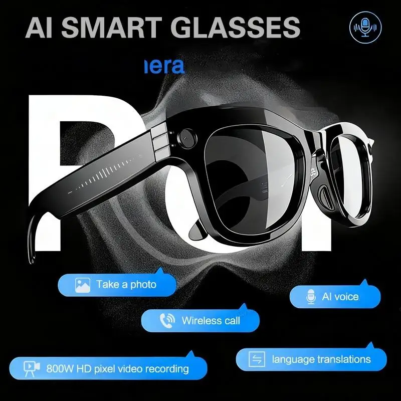 

2025 AI Smart Glasses with Camera Sunglasses Mini Camera Video Recorder Wireless Bluetooth Call Anti-blue Glasses for Man Women
