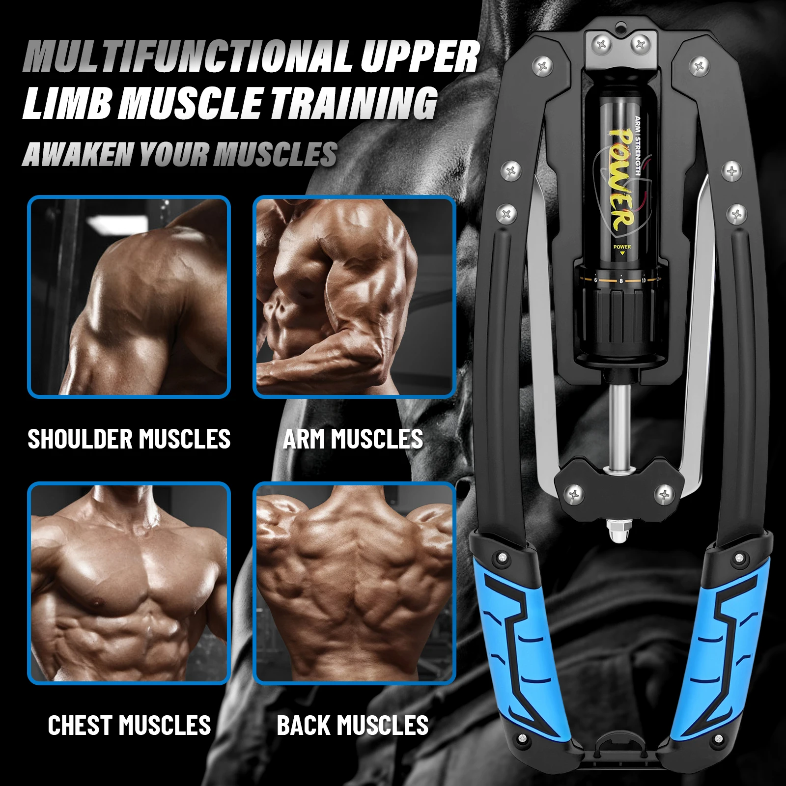 Appareil de musculation des bras et de la poitrine, résistance réglable 10-200 kg, entraîneur d'épaules pour le haut du corps, Power Twister portable pour la maison, le bureau, les voyages, la remise en forme, le renforcement musculaire et l'entraînement de force
