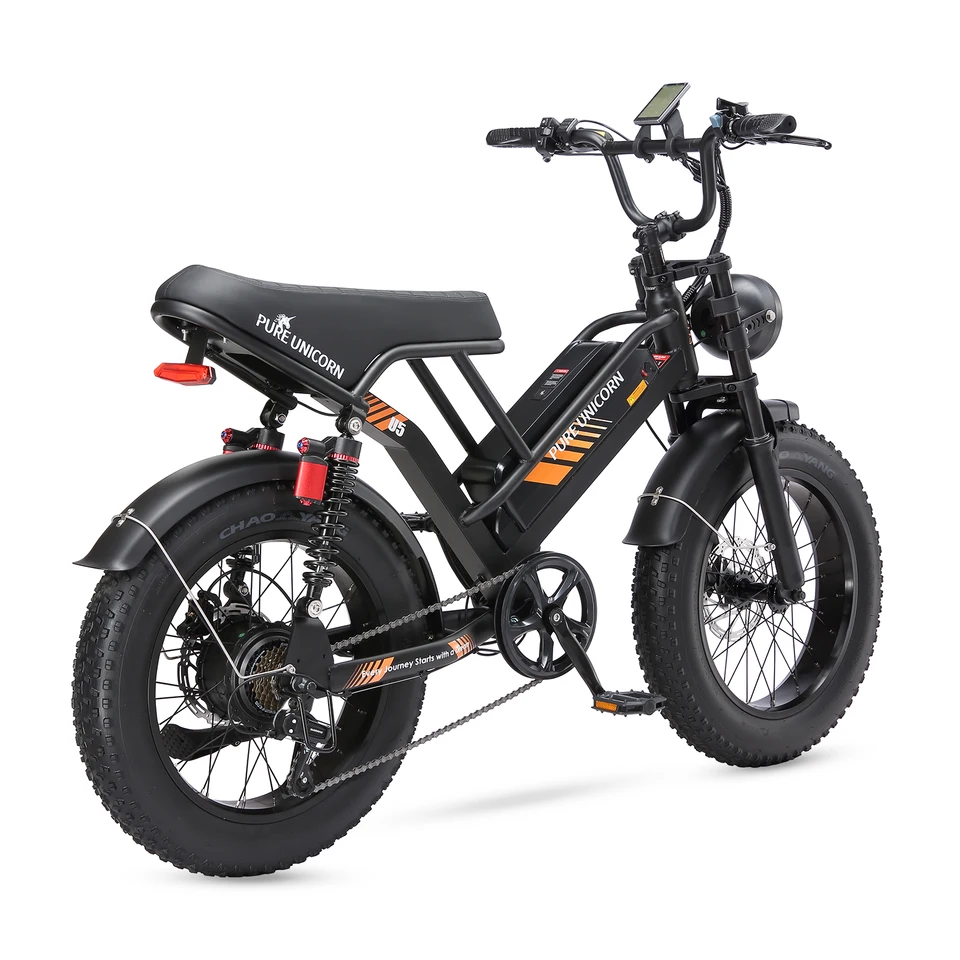 PURE UNICORN U5 1500W 20 Inch Fat Tire Adult Electric Bike 28MPH Ebike 48V 19.2Ah Mountain Hydraulic Brake Cheap Motorcycle Bike image 5