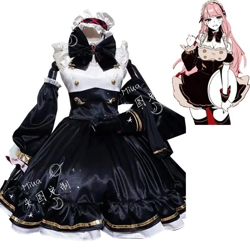 Custom Made Vtuber Mori Calliope Cosplay Costume Black Maid Suits Uniform Women Anime Outfits Halloween Dress Tailor Clothes Cos