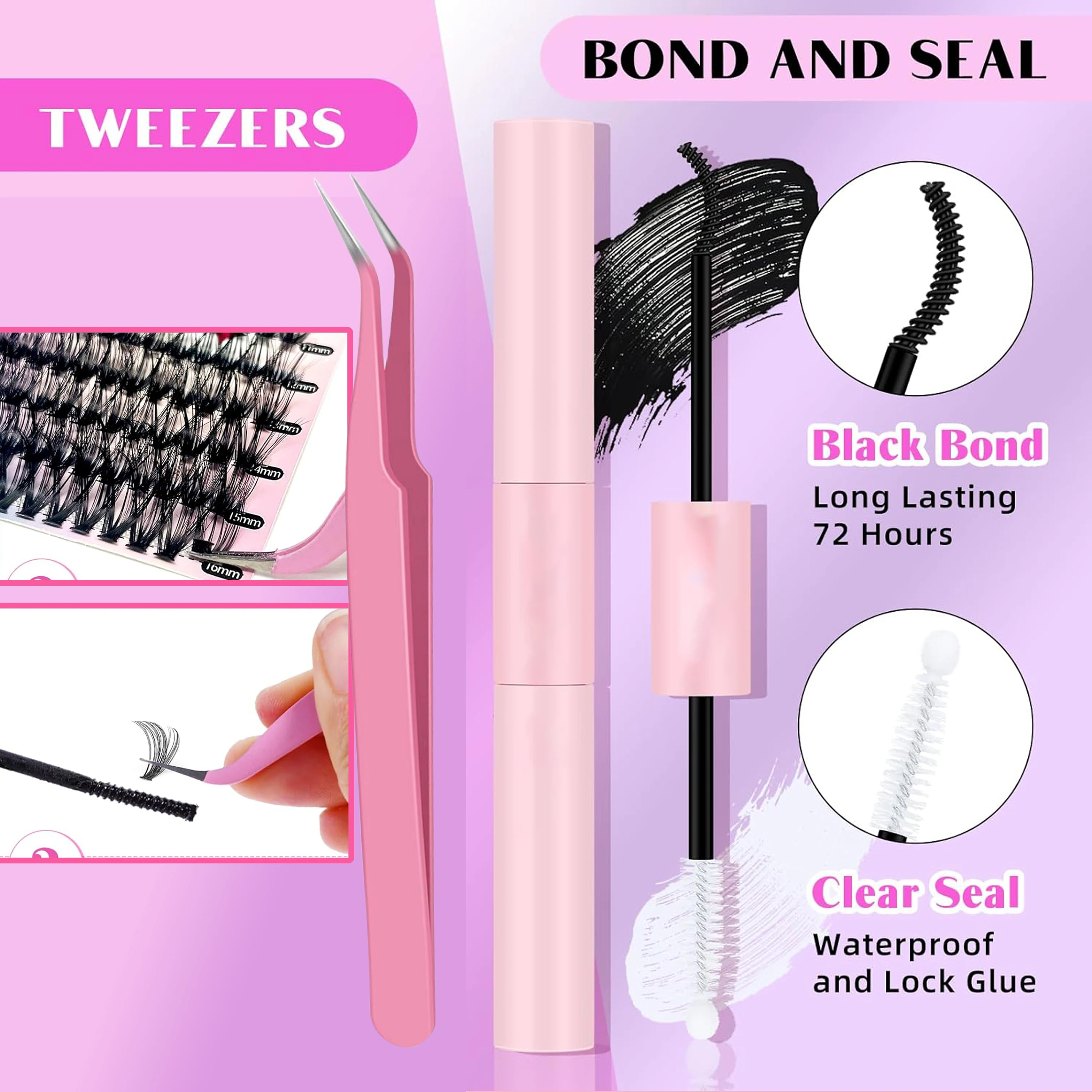 280 sztuk DIY zestaw do przedłużania rzęs naturalny wygląd klastra rzęs indywidualny zestaw do przedłużania rzęs 9-16mm mieszana długość klastra Eyela
