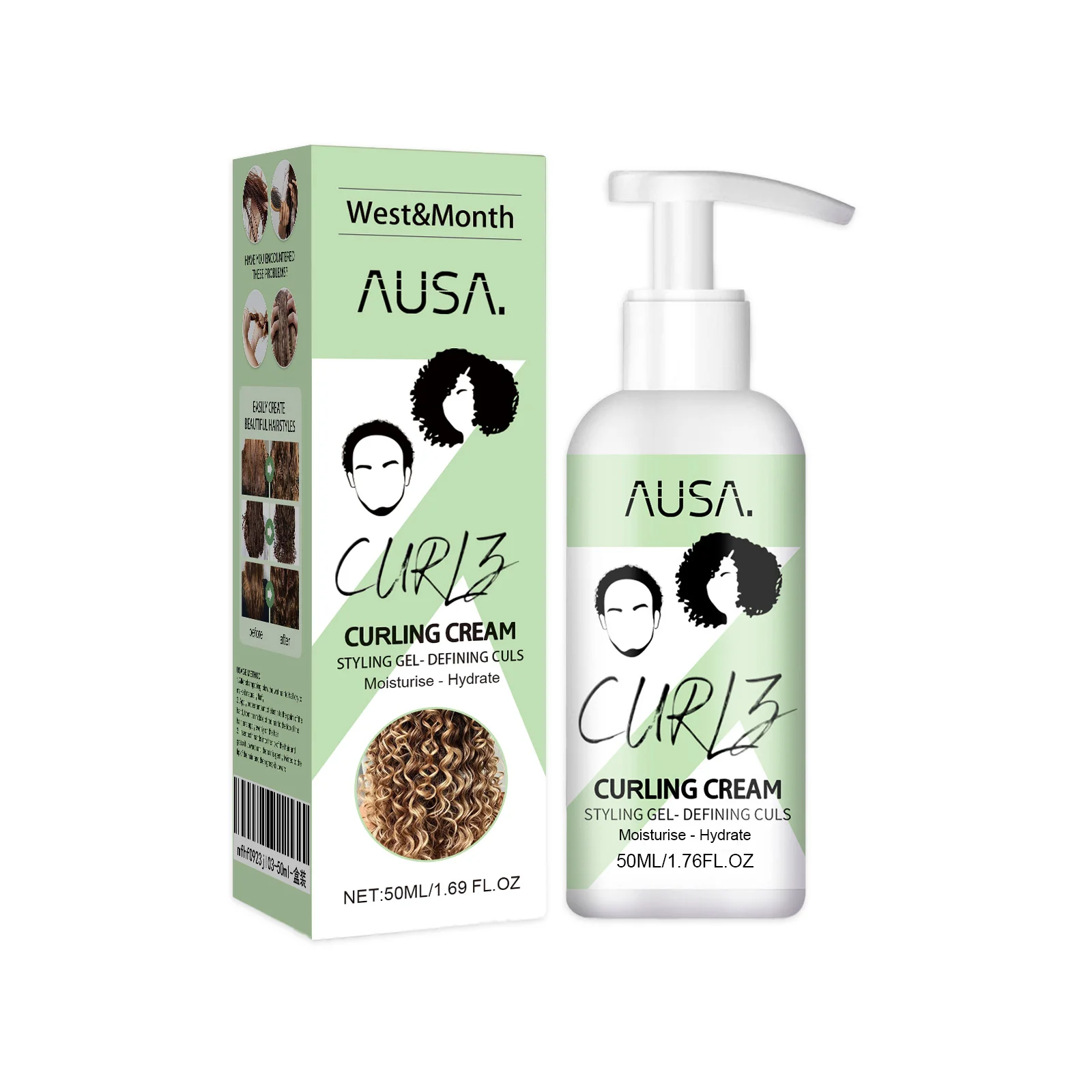 50ml West&Month Elastin Anti-Wrinkle Enhance Elasticity Prevent Dry Improve Hair Shine Moisturize Fluffy Shape Hair Conditioner - Image 6