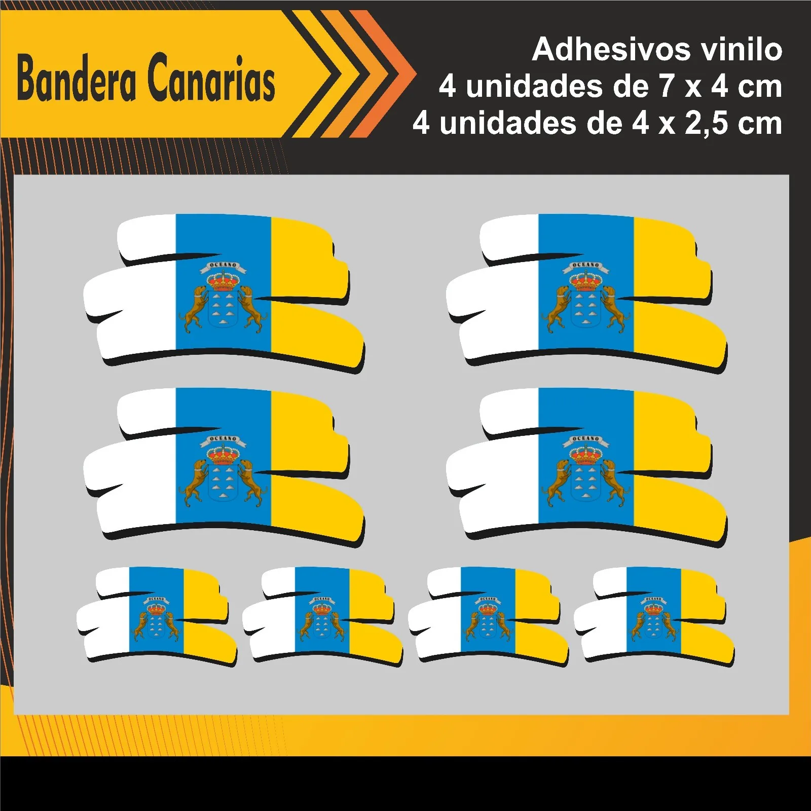 8X PEGATINA bandera canarias para casco moto coche PEGATINA CANARIAS