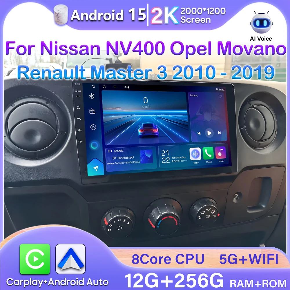 Para nissan nv400 para opel movano renault master iii 3 2010 - 2019 reprodutor de rádio do carro carplay vídeo android auto gps estéreo bt