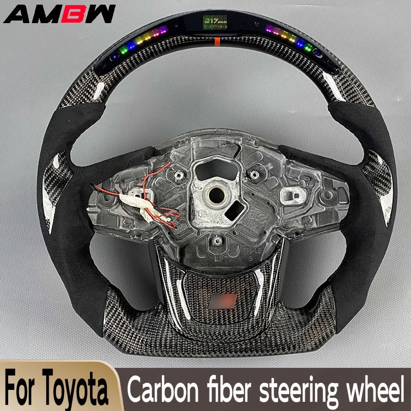 

For GR Supra A90 202 New Carbon Fiber Steering Wheel Customized LED Display Screen in Black Alcantara Material