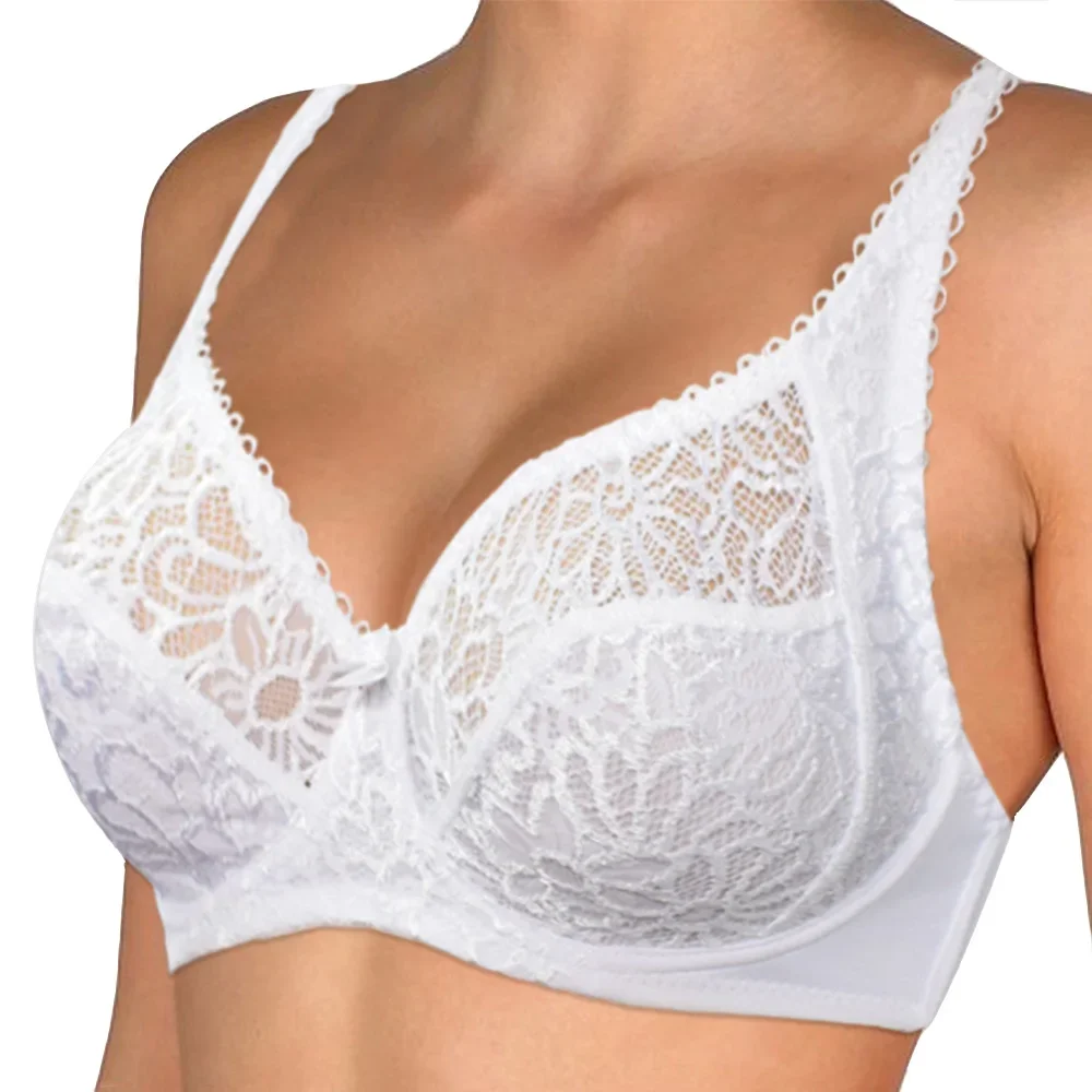 Plus Size Biustonosze Dla Kobiet Koronkowy Biustonosz Femme Przezroczysty Duży Biustonosz Topy Bielizna Seksowna Bielizna C D DD E F Cup — zdjęcie 2