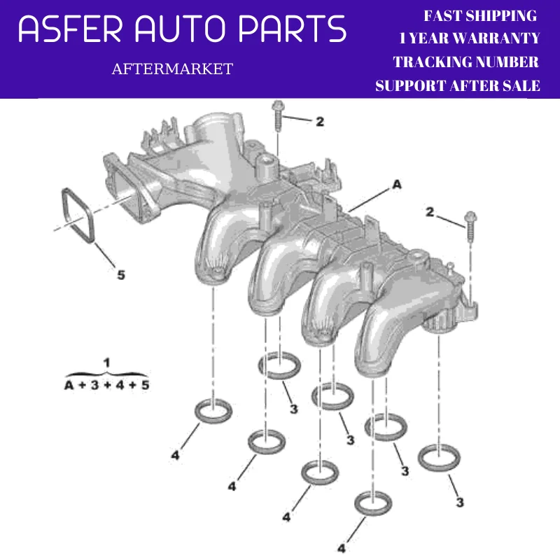 MANIFOLD GASKET KIT (8 PCS) FOR PEUGEOT PARTNER 206 207 307 407 CITROEN BERLİNGO C2 C3 C4 C5 OEM 0348.R5 - 0348.R4 - 3M5Q6L004AA