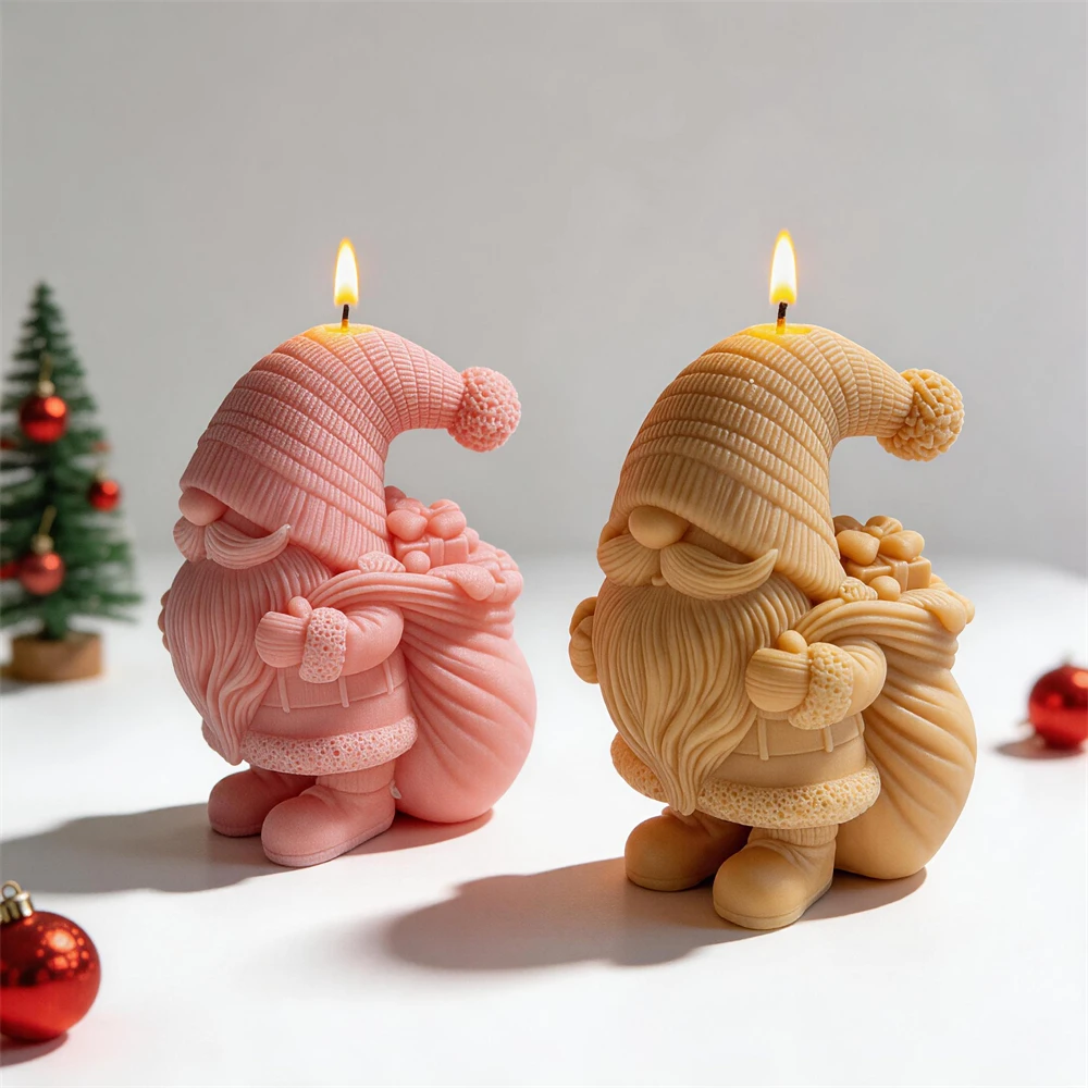 Moule en silicone pour bougie gnome de Noël, moule à bougie en résine, moule à bougie en cire de soja, moule à savon en béton, décoration de Noël pour la maison