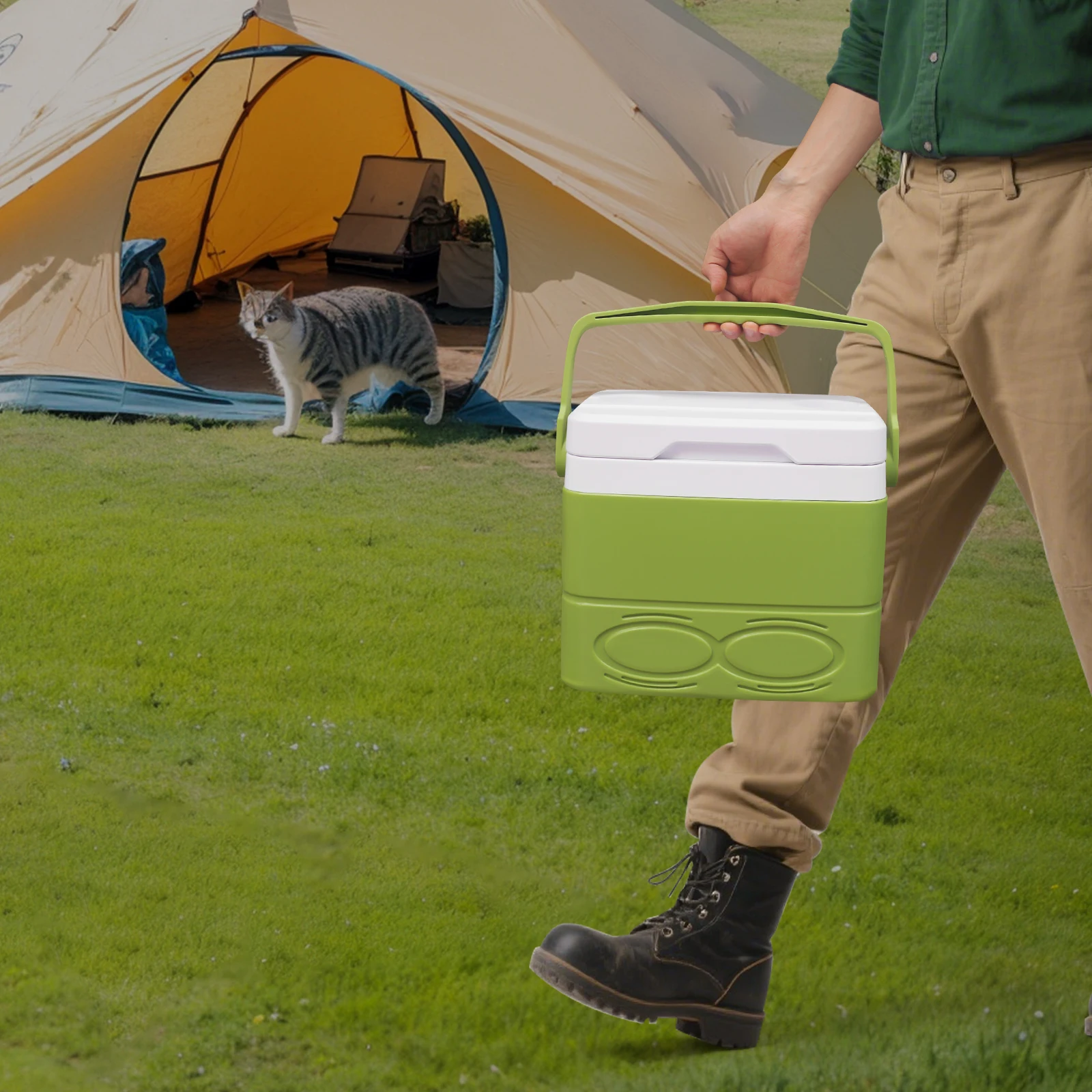 

Портативный небольшой охладитель для кемпинга 8,5 л/2,25 галлона, отдельно стоящий изолированный холодильник с ручкой для активного отдыха, рыболовных поездок и т. д.