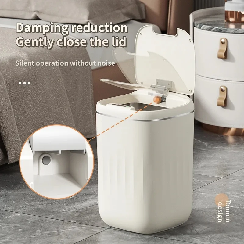 14L Smart Sensor Trash Can Type-C Recharging Automatic Wastebin Bathroom Sensor Trash Can for Kitchen Toilet Wastebaskt