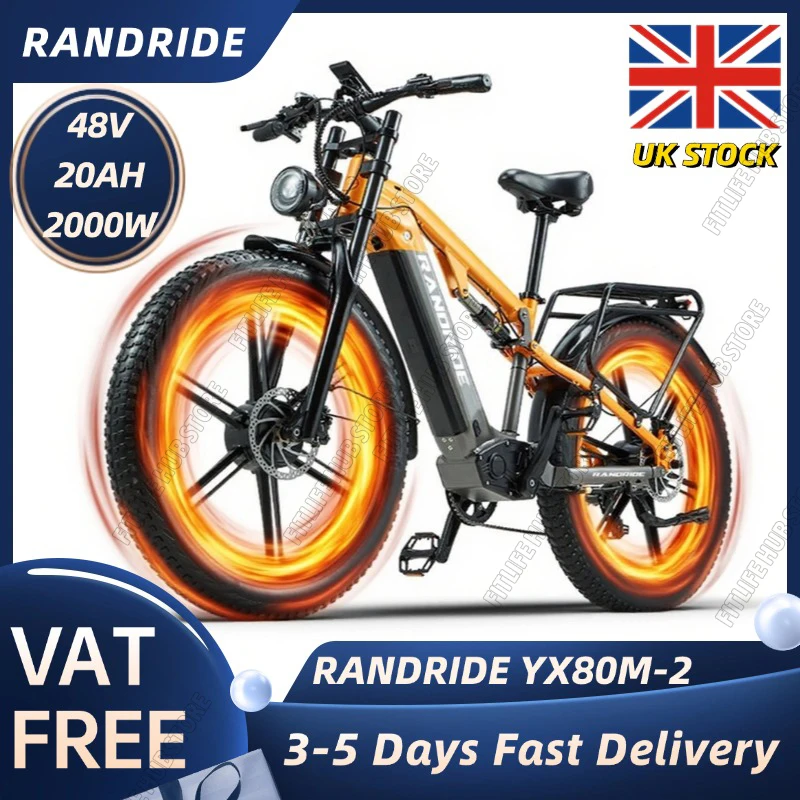 AliExpress RANDRIDE YX80M-2 E Bike 2000W Powerful Motor 48V20AH Battery Full Suspension Electric Bicycle 26-Inch Fat Tires Electric Bike