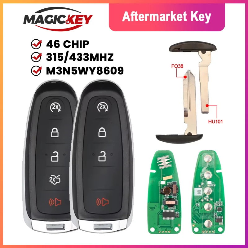 

MAGICKEY ID46 PCF7953 Chip 315/433MHz M3N5WY8609 Car Key For Frod Edge Focus Expedition Escape Flex Taurus Explore 2011-2018