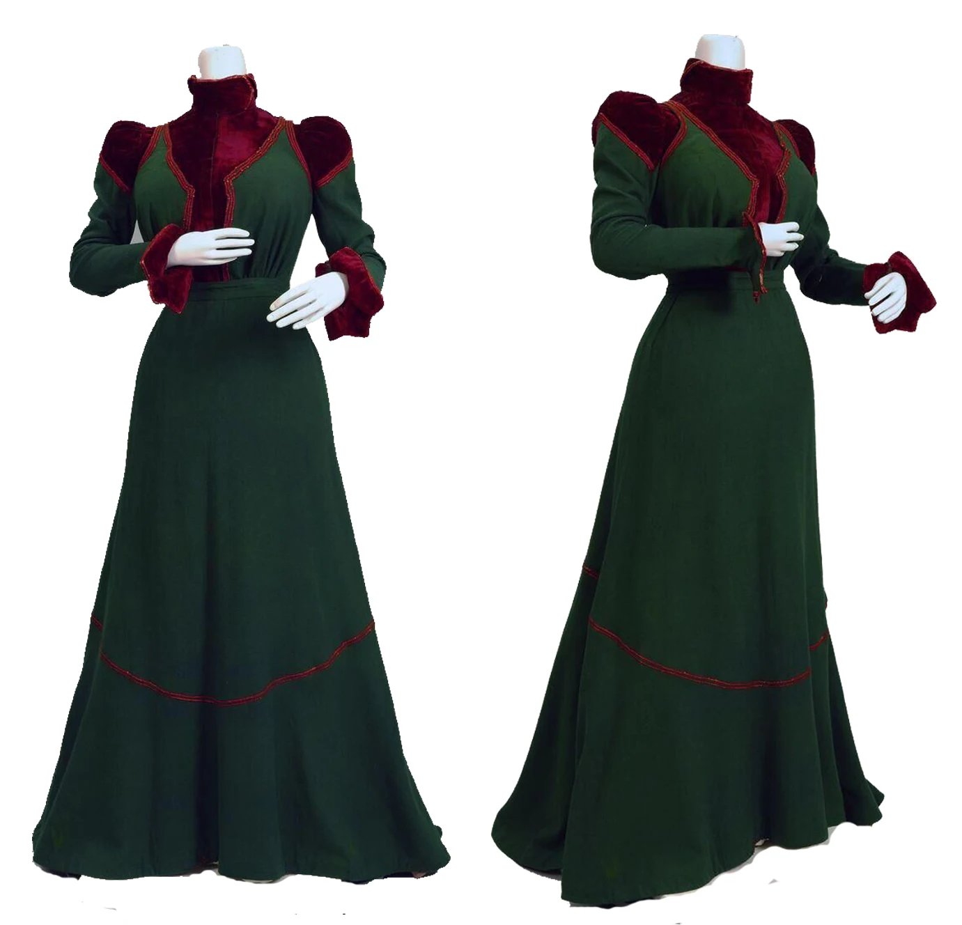 Victorian outfit Christmas Dickens Fair caroler costume Victorian Christmas green ball gown Baroque steampunk afternoon dress