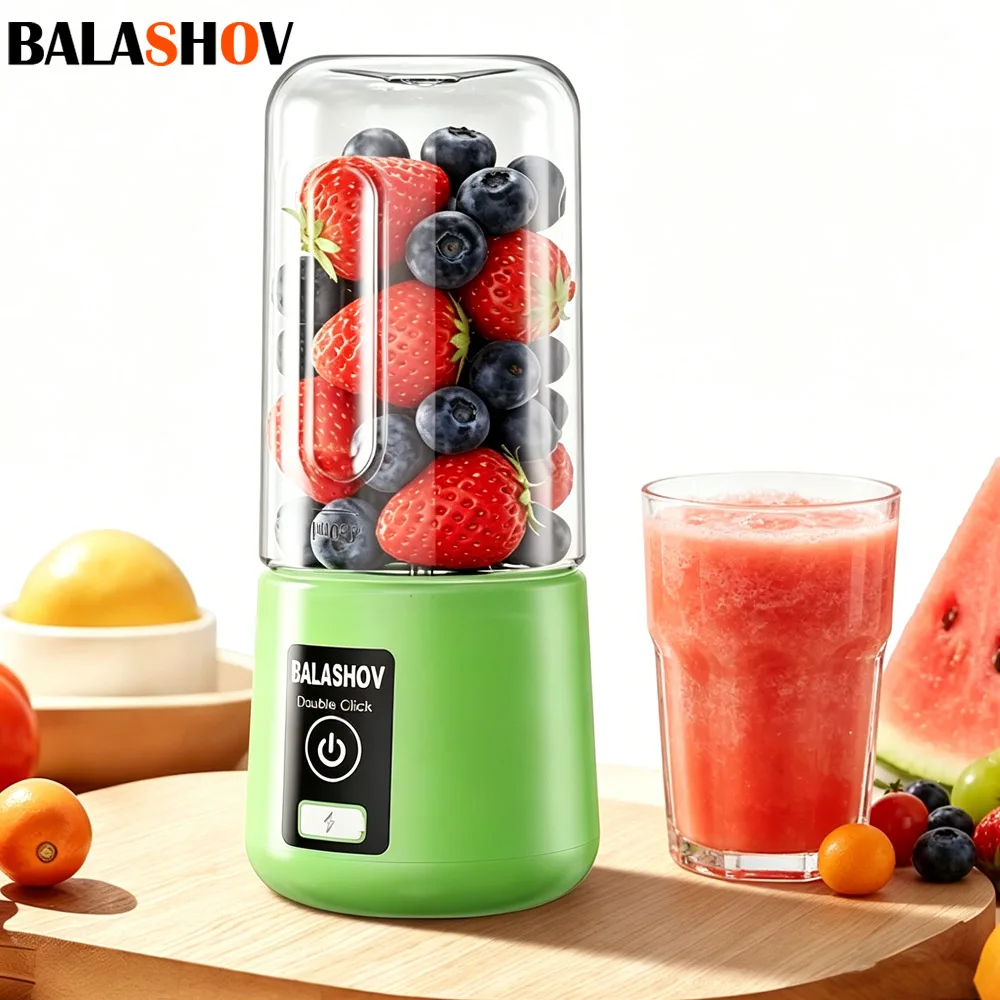 Licuadora eléctrica portátil de 450 ml, mini licuadora USB de viaje, licuadora para batidos, extractora de jugos frescos de verduras.