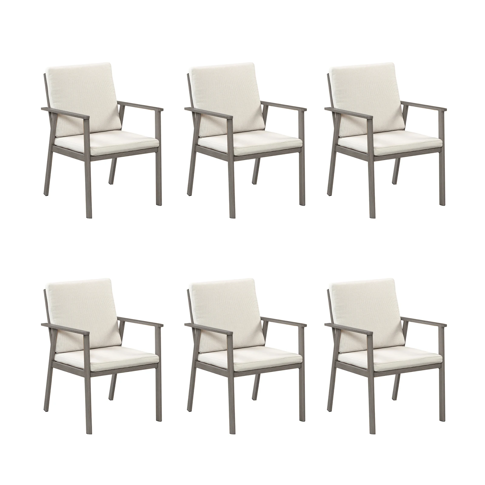 كراسي تناول الطعام من SeeHill Patio، 6 كراسي من الألومنيوم مع وسائد، مجموعة أثاث خارجي للحديقة، سطح السفينة، الفناء الخلفي، بلوط محدود #1