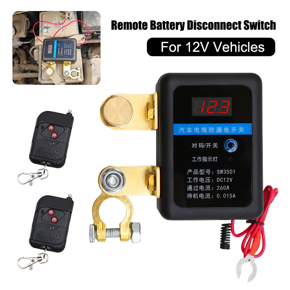 Remote Battery Disconnect Switch 12V 260A Kill Switch Automatic Power Off Prevent Battery Drain with Remote for Car Truck SUV