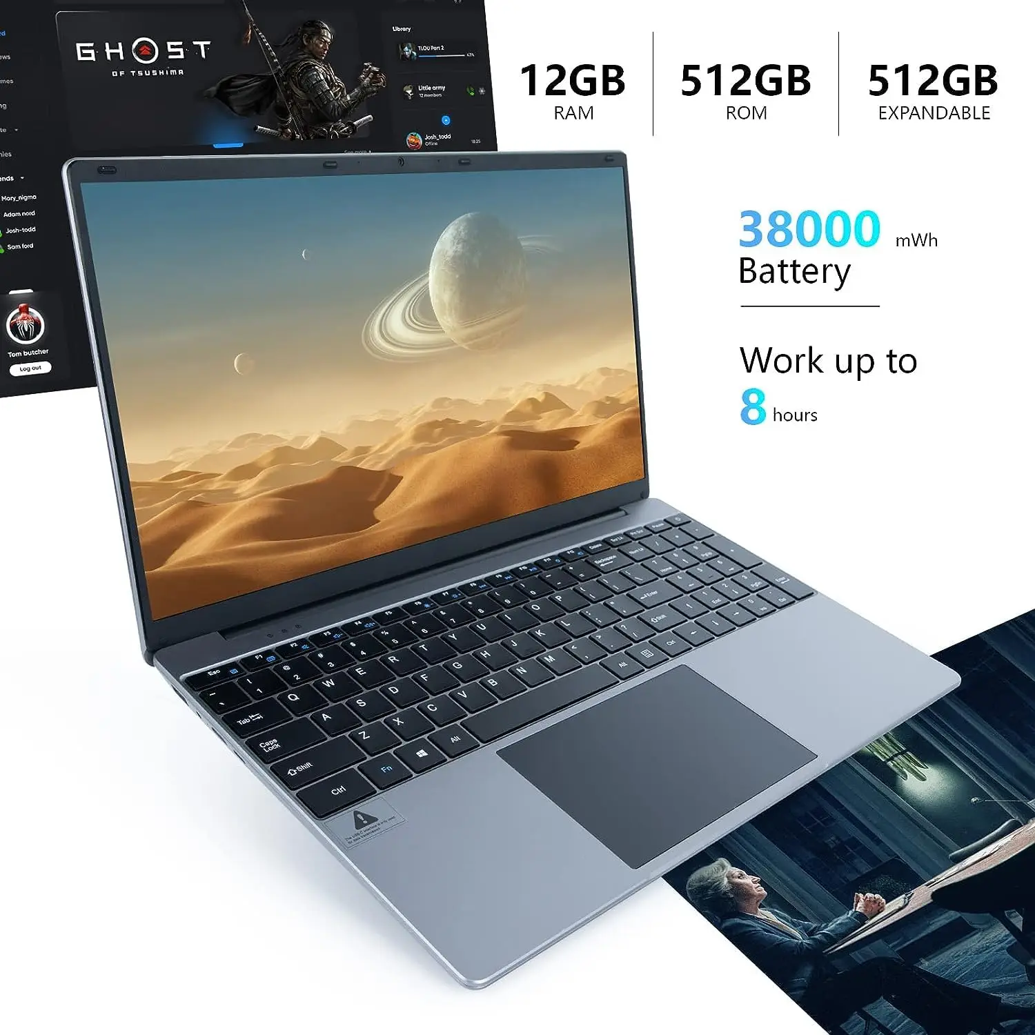 كمبيوتر محمول بمعالج Intel N5095 ، in ، 12 جيجابايت رام ، 10000 GB SSD ، شاشة IPS ، 47 x ، Windows 11 ، بطارية mAh ، كمبيوتر محمول